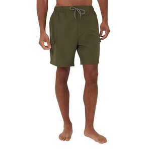 Threadbare Mens Relaxed Fit Swim Shorts / Khaki Green